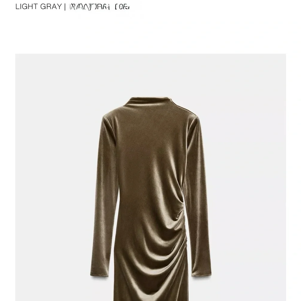Zara Elegant Long Sleeve Velvet Dress - Picture 3 of 7